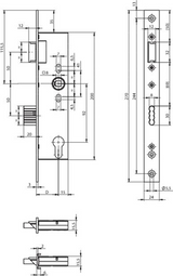Serrure de porte Assa abloy n1500 | dm40mm | pièce 92mm | trou de manivelle 8mm | plaque frontale acier inoxydable 24x270mm rectangulaire | loquet en zamac nickelé | Dr 1+3 2+4 - 10049531