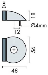 Butée de porte Assa Abloy en acier inoxydable | arrêt de porte au sol demi-lune | ø56x48x18mm | caoutchouc 8mm | longueur : 48 mm - p000238189-001-001