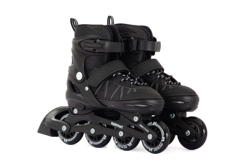 Patins à roues alignées réglables Aventuri, bottes semi-souples, noires, taille 38-41 (l)