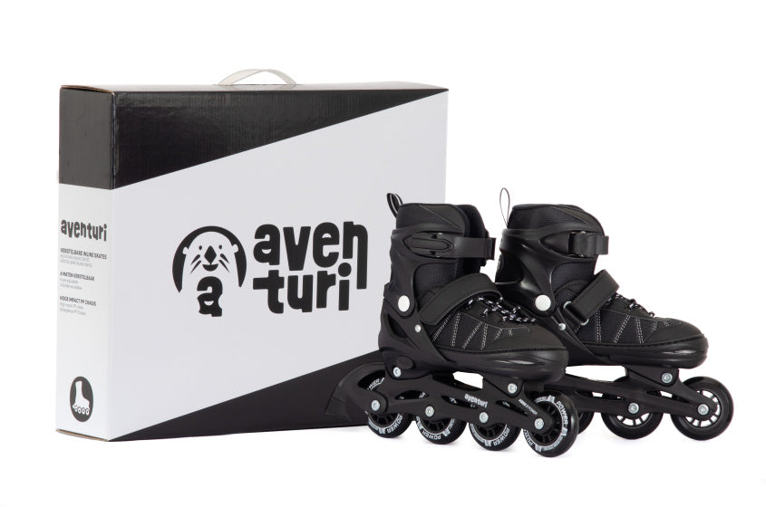 Patins à roues alignées réglables Aventuri, bottes semi-souples, noires, taille 34-37 (m)