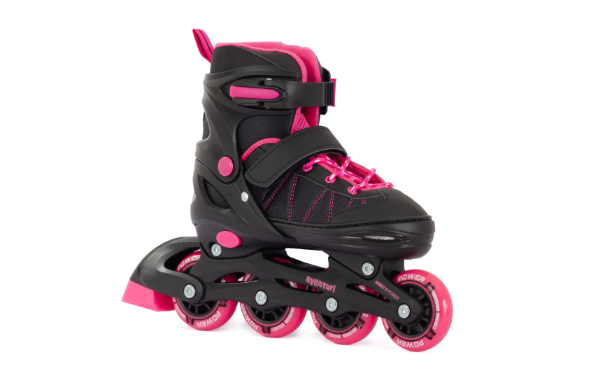 Patins à roues alignées réglables Aventuri, bottes semi-souples, noir, rose, taille 38-41 (l)