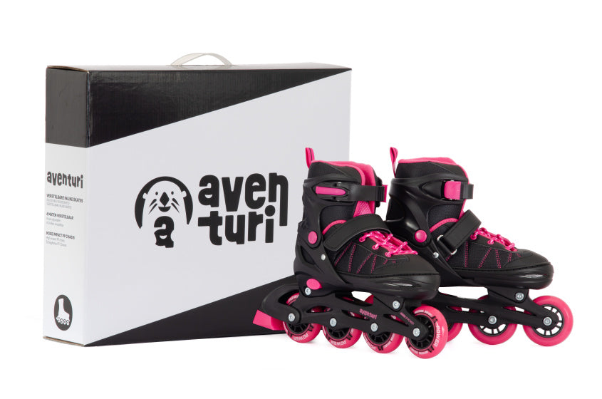 Patins à roues alignées réglables Aventuri, bottes semi-souples, noir, rose, taille 30-33 (s)