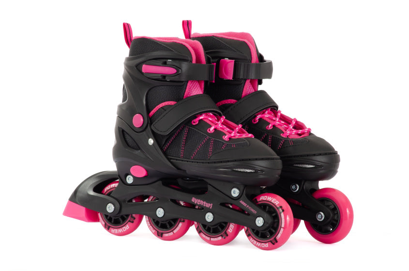 Patins à roues alignées réglables Aventuri, bottes semi-souples, noir, rose, taille 34-37 (m)