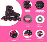 Patins à roues alignées réglables Aventuri, bottes semi-souples, noir, rose, taille 38-41 (l)