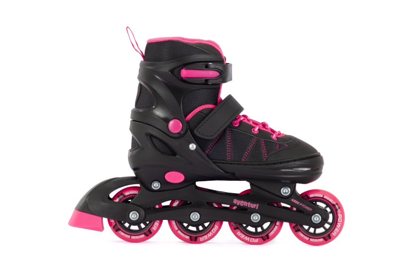 Patins à roues alignées réglables Aventuri, bottes semi-souples, noir, rose, taille 34-37 (m)