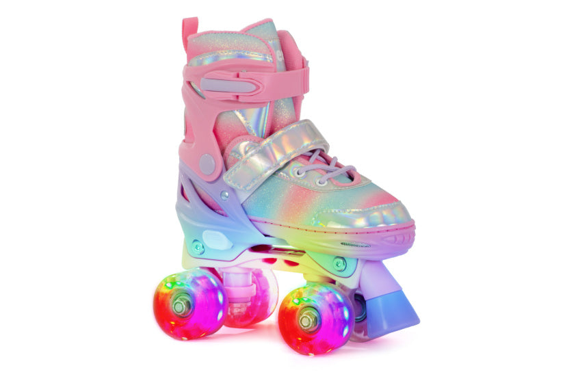 Patins à roulettes réglables Aventuri à paillettes légèrement roses taille 31-34(s)