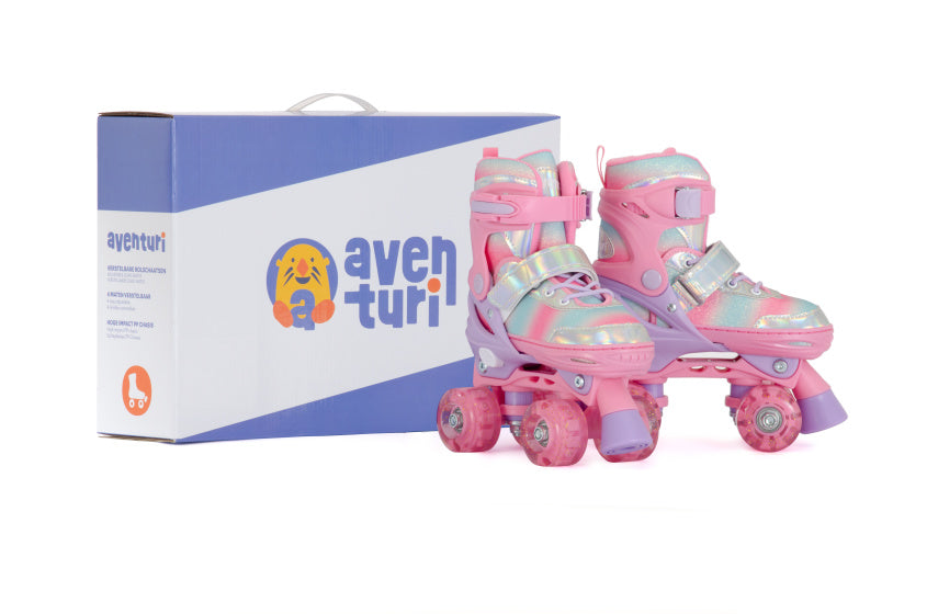 Patins à roulettes réglables Aventuri à paillettes légèrement roses taille 31-34(s)