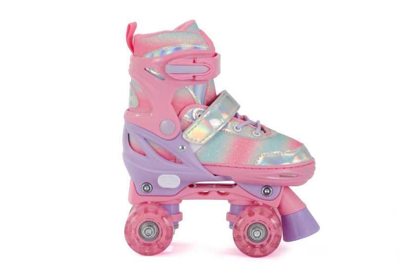 Patins à roulettes réglables Aventuri à paillettes légèrement roses taille 31-34(s)