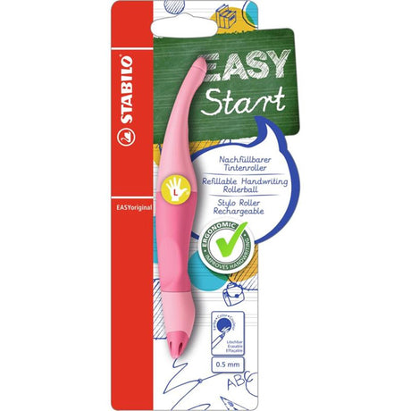 Stylo roller Stabilo easyoriginal gaucher rose poudré