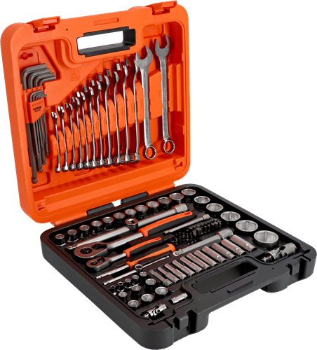 Bahco 1 4 en 1 2 diepe dopsleutelset met metrisch zeskantprofiel, inbussleutelset en combinatiesleutelset | 98 stuks - s98mc1h