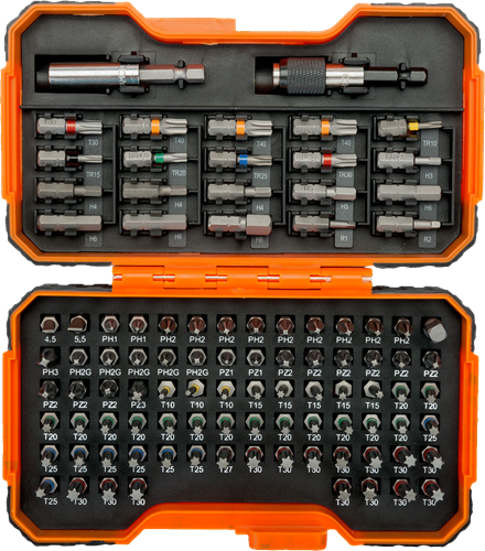 Jeu d'embouts Bahco 59 s100bc-ip | 100 pièces | pour fente, phillips®, pozidriv®, hexagone, robertson et torx | 59 s100bc-ip