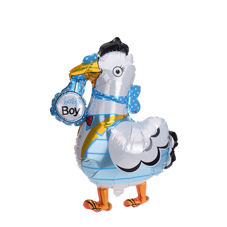Ballon folie ooievaar baby boy 67x72cm
