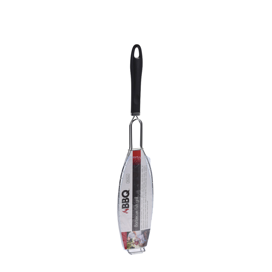Grill à poisson BBQ 58 cm noir chromé