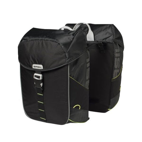 Basil Miles Double Bag - Sac à double vélo étanche, unisexe, sportif, zwart -limoen
