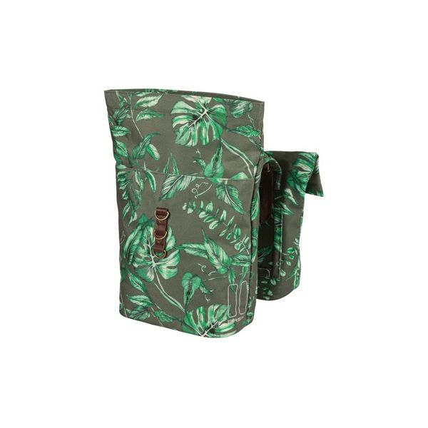 Sac double vélo de basilic, animal de compagnie recyclé, pliage de retenue à l'eau, cuir végétalien, 28-32L, thym groen