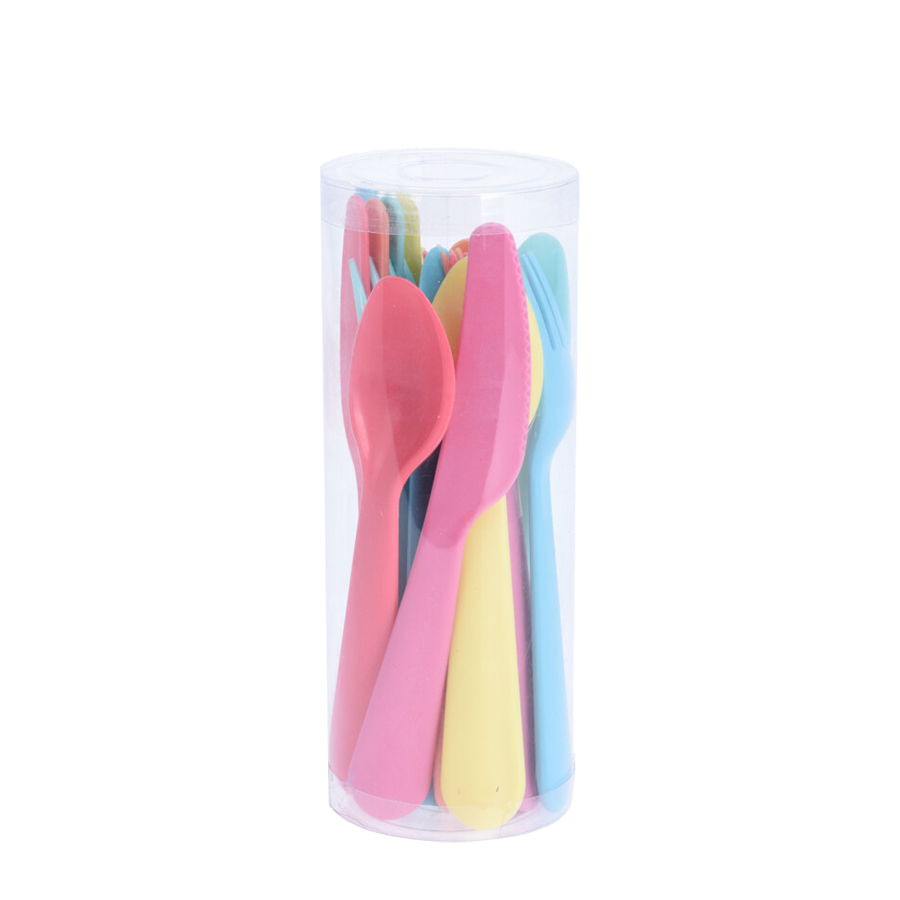 Couverts couleur, 18 pièces.