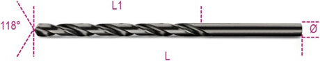 Beta spiraalboren, lange uitvoering hss volledig geslepen gebruneerd 412l 6,50 - 004120250