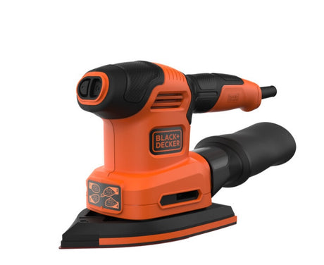 Ponceuse multifonction Black+decker bew200 200w 4en1 | semelle de ponçage plate, de détail et excentrique | 1x doigt de ponçage | 6x feuilles abrasives - bew200-qs