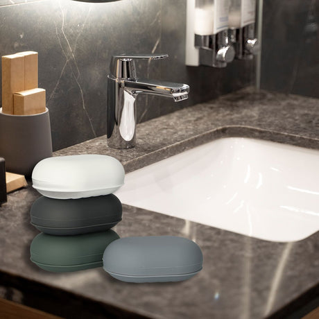 Boîte à savon ludique pour le bain soft-touch assortie