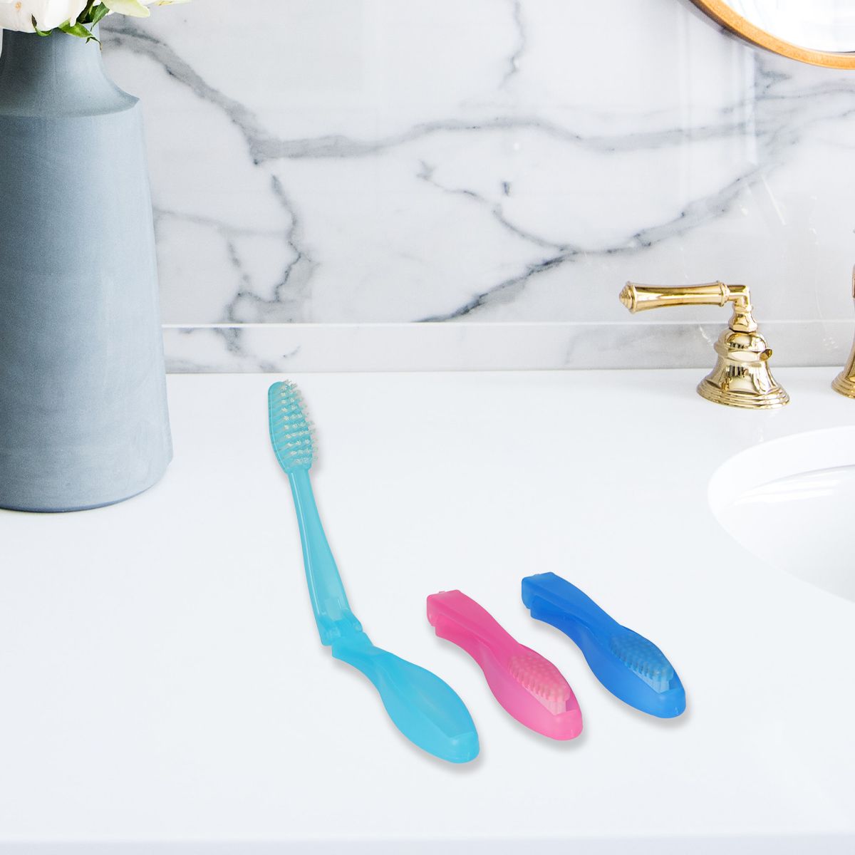 Brosse à dents de voyage amusante pour le bain, assortie