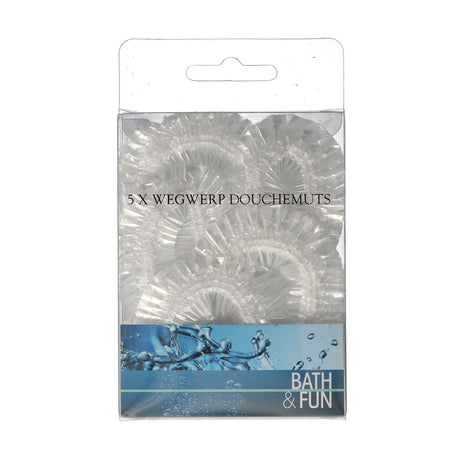 Bonnet de douche Bath fun jetable 5 pièces transparent