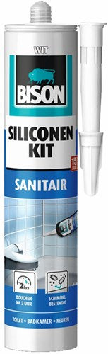 Mastic silicone Bison blanc tube 300 ml - Mastic résistant à l'eau, joint sanitaire, insensible aux moisissures, résistant aux couleurs, élastique durable, facile à mettre en œuvre