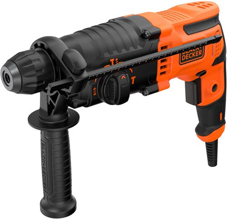 Black+decker behs01k 650w 1.4j sds+ marteau perforateur | poignée latérale | arrêt profond | Foret à béton de 6 mm et 8 mm | adaptateur de mandrin de perçage | au cas où - behs01k-qs