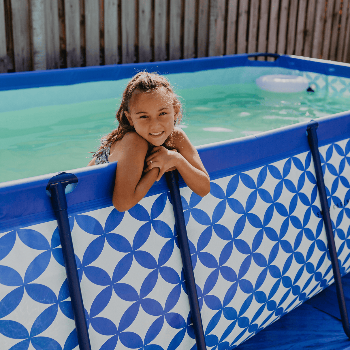 Élégance | piscine hors sol bleu foncé blanc 400x200x100 cm