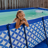Élégance | piscine hors sol bleu foncé blanc 400x200x100 cm