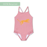 Lignes en gras | Maillot de bain anti-UV pour filles à rayures blanches et rouges