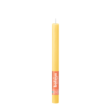 Bougies de dîner Bolsius rustique jaune ensoleillé 27 cm | 9 pièces