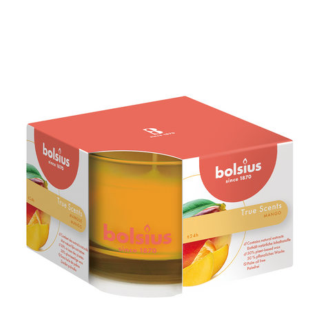 Bougie parfumée Bolsius en verre véritables senteurs mangue
