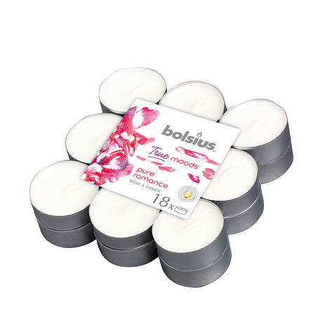 Bolsius true moods bougie chauffe-plat parfumée pure romance rose et ambre 18 pièces