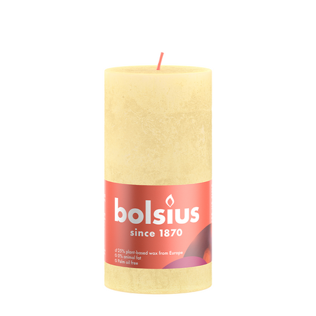 Bougie pilier Bolsius rustique jaune beurre 13 cm oslash; 7 cm
