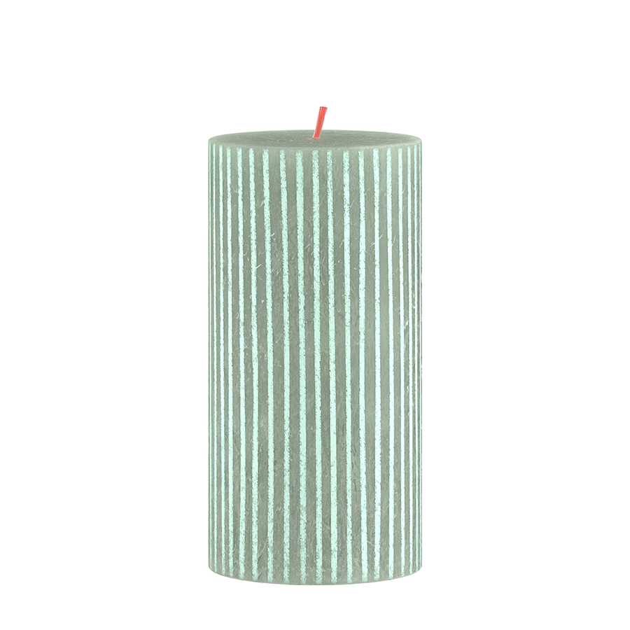 Bougie pilier Bolsius silhouette vert jade avec imprimé 13x6,8 cm