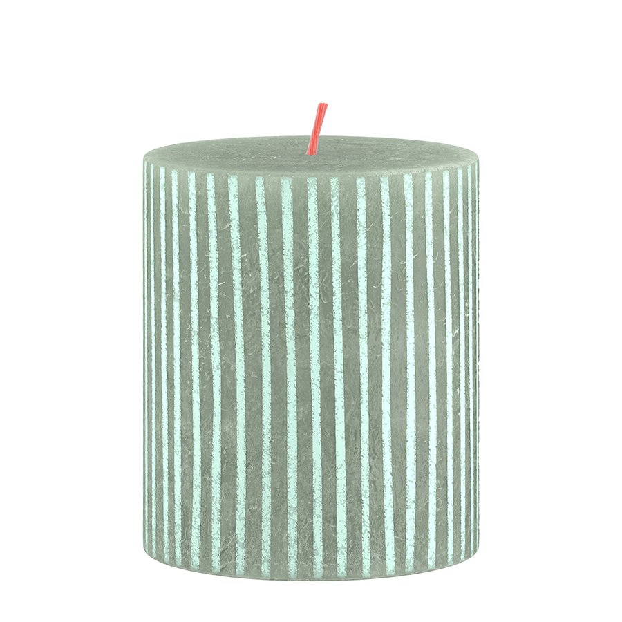 Bougie pilier Bolsius silhouette vert jade avec imprimé 8x6,8 cm