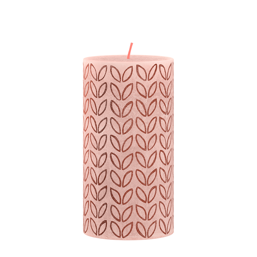 Bougie pilier Bolsius silhouette rose brumeux avec imprimé 130x68 mm