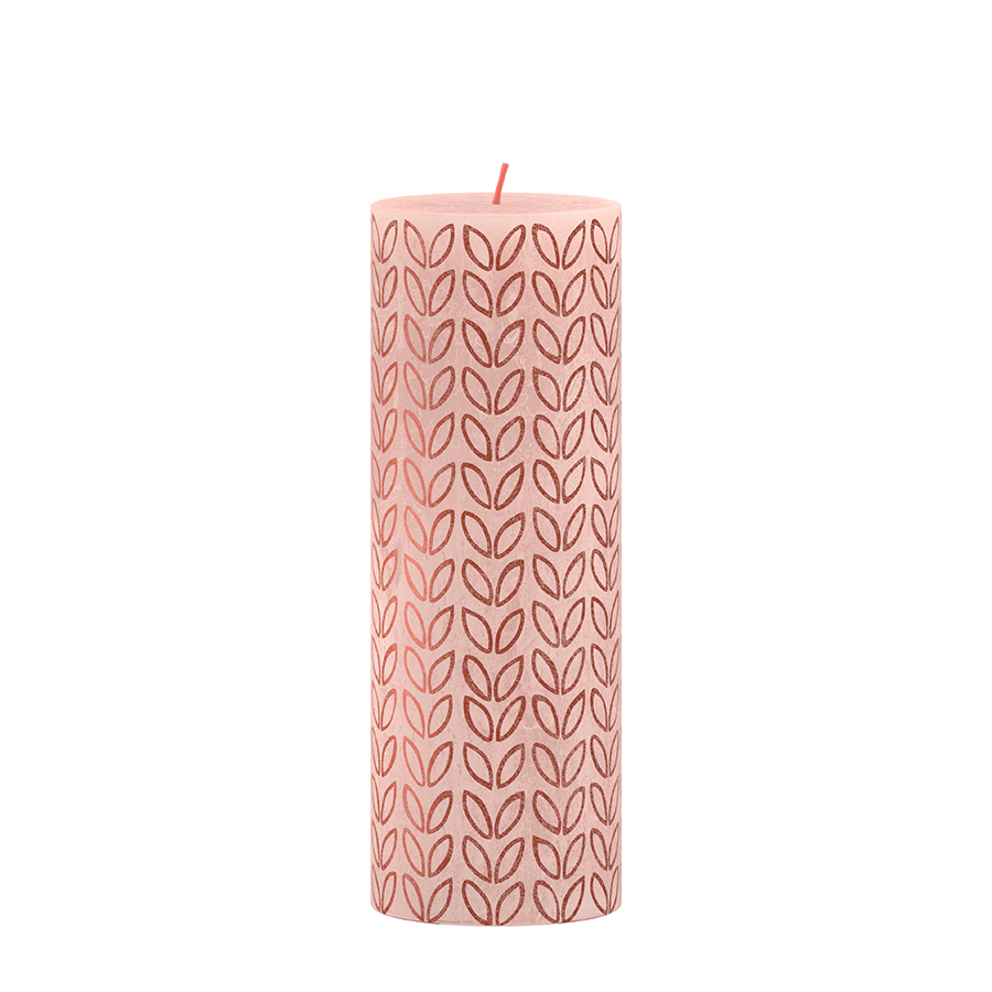 Bougie pilier Bolsius rustique 19 x 6,8 cm rose brumeux avec impression | 4 pièces