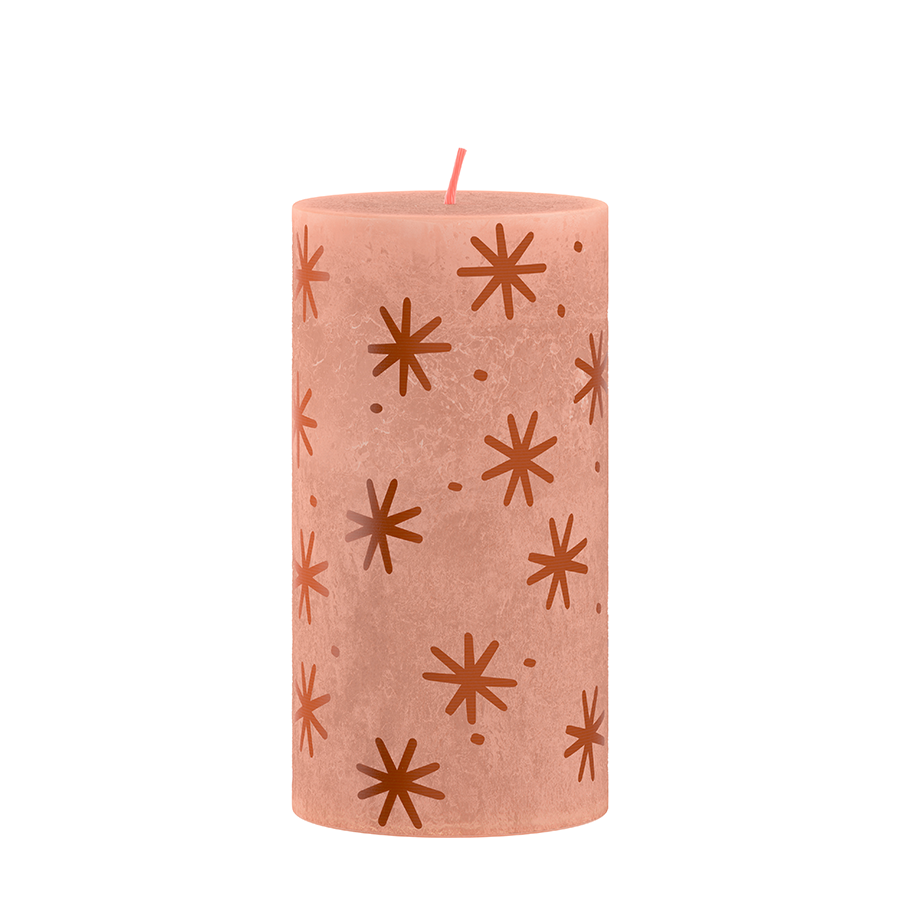 Bougie pilier Bolsius rustique 13 x 6,8 cm caramel crémeux avec impression | 4 pièces