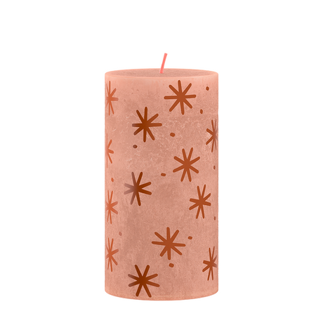 Bougie pilier Bolsius rustique 13 x 6,8 cm caramel crémeux avec impression | 4 pièces