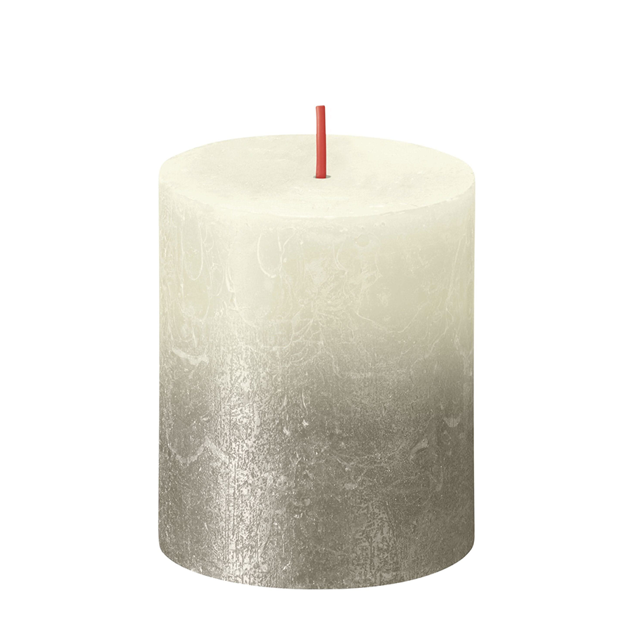 Bougie pilier Bolsius coucher de soleil perle décolorée champagne 80x68 mm | 4 pièces
