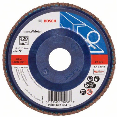 Accessoires Bosch 1 disque à lamelles 115, expert pour métal droit, plastique, 120 - 2608607364