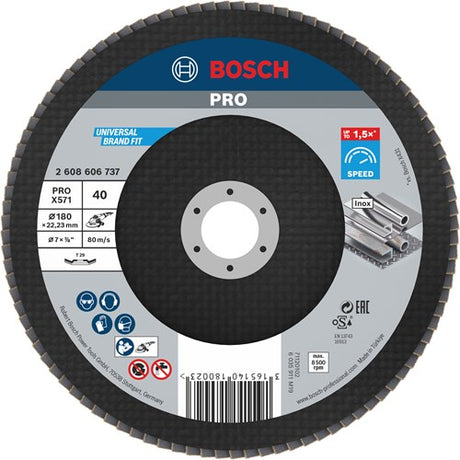 Accessoires Bosch 1 disque à lamelles 180 x571, idéal pour métal coudé, k40 - 2608606737