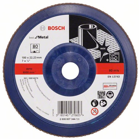 Accessoires Bosch 1 disque à lamelles 180 x 571, idéal pour le métal droit, plastique, 80 - 2608607344