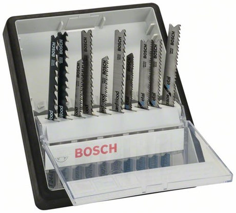 Bosch accessoires jeu de 10 lames de scie sauteuse robuste ligne bois et métal tige en T 1er - 2607010542