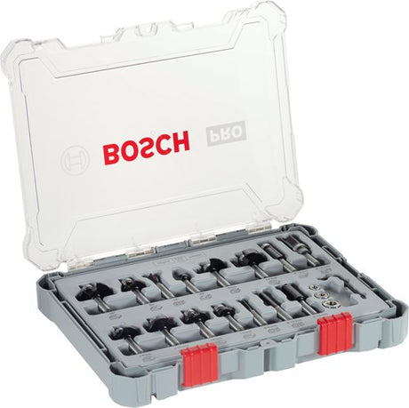 Accessoires Bosch jeu de fraises mixtes 15 pièces - diamètre de tige 8 mm - 2607017472