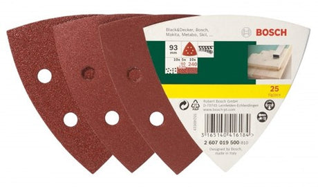 Jeu de feuilles abrasives Bosch de 25 pièces pour ponceuses Delta - grain 60 ; 120 ; 240