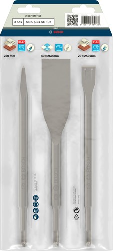 Accessoires Bosch Jeu de 3 burins professionnels SDS-plus | 2607019159 - 2607019159