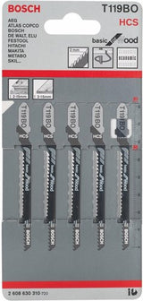 Bosch accessoires 5x basic pour lame de scie sauteuse à bois t119bo - 2608630310