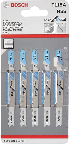 Bosch accessoires 5x basic pour lame de scie sauteuse métal t118a - 2608631013